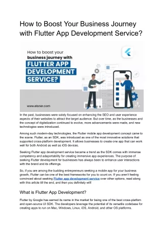 How to Boost Your Business Journey with Flutter App Development Service?