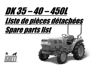 Kioti Daedong DK40 Tractor Parts Catalogue Manual