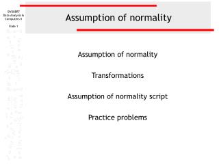 Assumption of normality