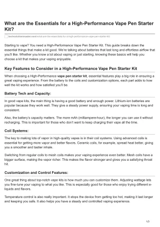 What are the Essentials for a High-Performance Vape Pen Starter Kit?