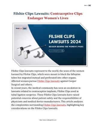 Filshie Clips Lawsuits: Contraceptive Clips Endanger Women’s Lives