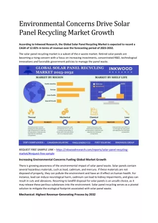 Environmental Concerns Drive Solar Panel Recycling Market Growth