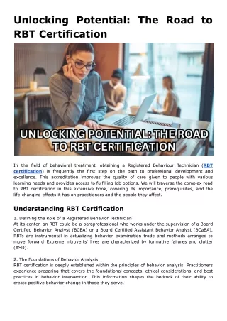 Unlocking Potential: The Road to RBT Certification