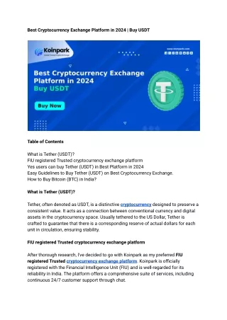 Best Cryptocurrency Exchange Platform in 2024 _ Buy USDT