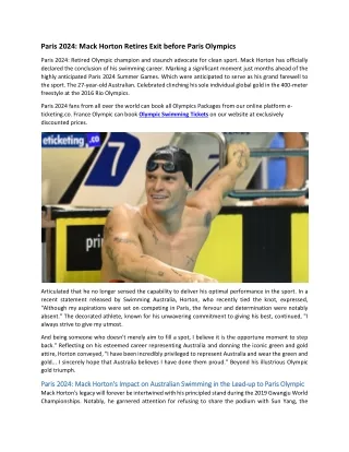 Paris 2024 Mack Horton Retires Exit before Paris Olympics