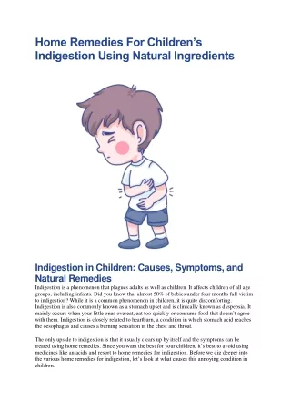 Indigestion in Children: Causes, Symptoms, and Natural Remedies