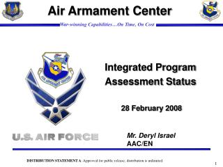 Integrated Program Assessment Status 28 February 2008