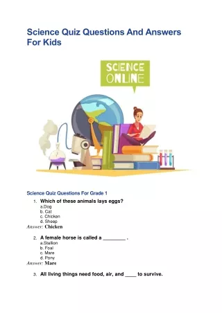 Science Quiz Questions And Answers For Kids