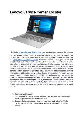Lenovo Service Center Locator