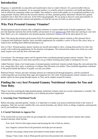 Acquiring the most beneficial Prenatal Gummy Vitamins for You and Your Toddler