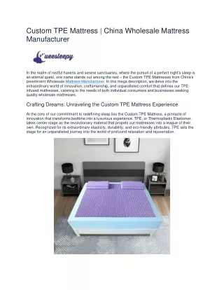 Custom TPE Mattress | China Wholesale Mattress Manufacturer