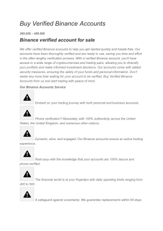 Buy Verified Binance Accounts