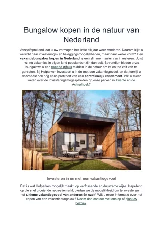 Luxe vakantiebungalow kopen