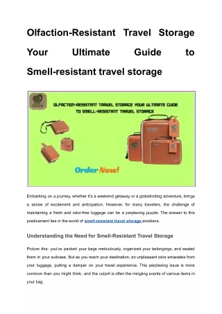 Olfaction-Resistant Travel Storage Your Ultimate Guide to Smell-resistant travel storage