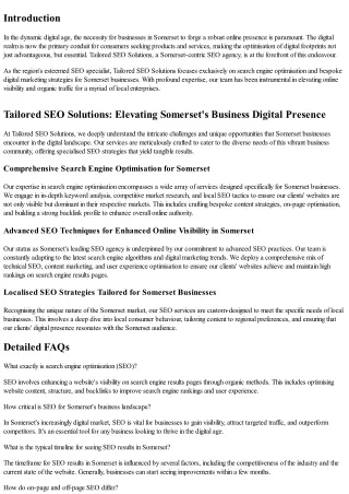 Tailored SEO Solutions: Enhancing Digital Footprint for Businesses in Somerset
