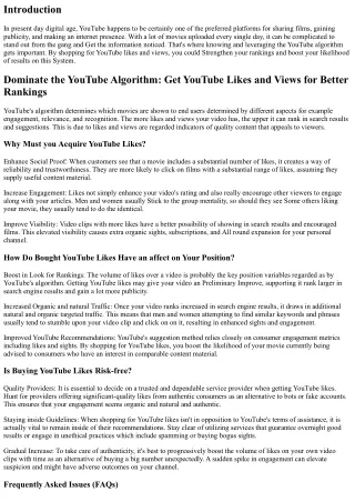 Dominate the YouTube Algorithm: Acquire YouTube Likes and Views for Improved Ran