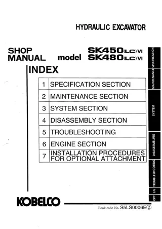 Kobelco SK450(LC) VI Crawler Excavator Service Repair Manual (LS06-01001 ～; YS06-00901 ～)