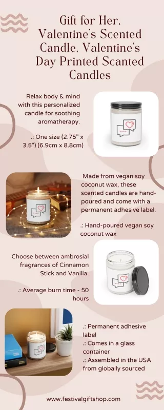 Valentine's Scented Candle, Valentine's Day Printed Scanted Candles