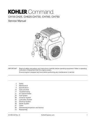 Kohler Command CH18-CH25 Service Repair Manual