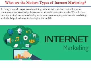 What are the Modern Types of Internet Marketing