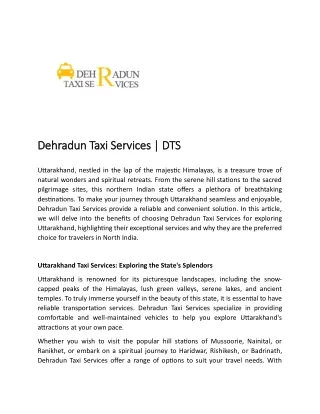 Dehradun Taxi Services