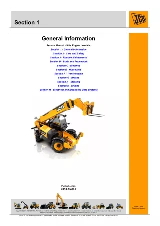 JCB 535-95 Telescopic Handler Service Repair Manual Serial Number range TBA