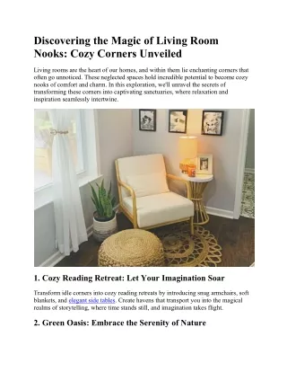 Discovering the Magic of Living Room Nooks - Cozy Corners Unveiled