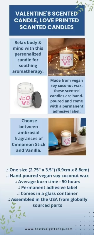 Valentine's Scented Candle, Love Printed Scanted Candles