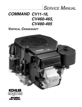 Kohler Command CV490 Vertical Crankshaft Engine Service Repair Manual (1991-2002)