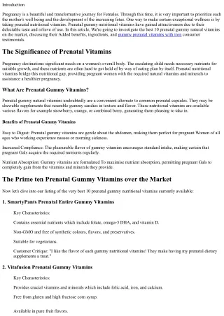 The best ten Prenatal Gummy Nutritional vitamins out there