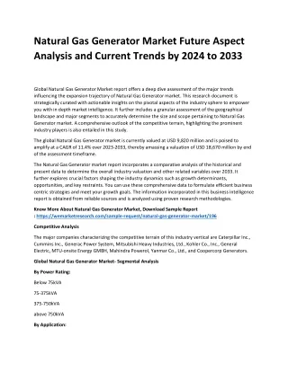 Natural Gas Generator Market