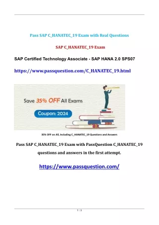 SAP HANA 2.0 SPS07 C_HANATEC_19 Practice Test Questions