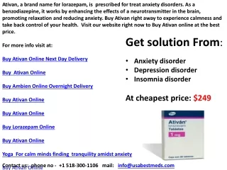 Purchase Ativan online for rapid relief with quick shipping