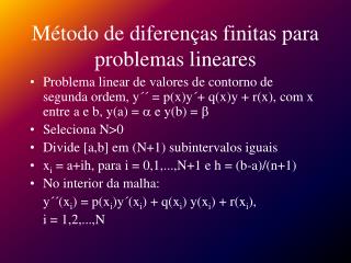 Método de diferenças finitas para problemas lineares