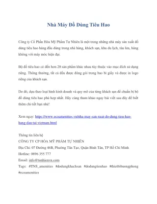 Nhà Máy Đồ Dùng Tiêu Hao