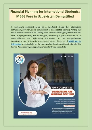 Financial Planning for International Students: MBBS Fees in Uzbekistan