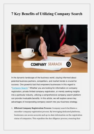 7 Key Benefits of Utilizing Company Search