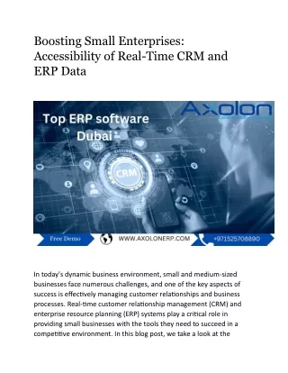 Boosting Small Enterprises Accessibility of Real-Time CRM and ERP Data