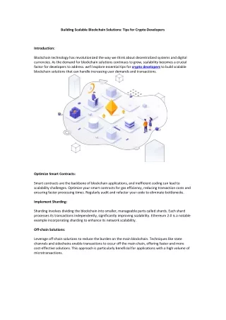 Building Scalable Blockchain Solutions Tips for Crypto Developers