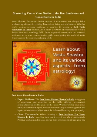 Mastering Vastu Your Guide to the Best Institutes and Consultants in India