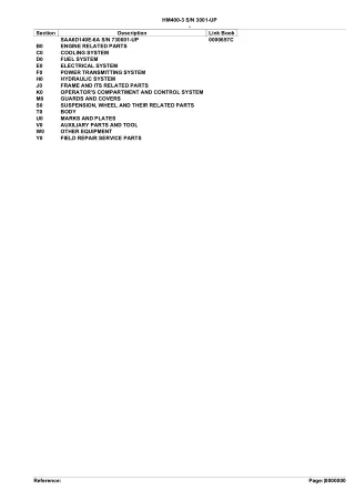 Komatsu HM400-3 Articulated Dump Truck Parts Catalogue Manual - SN3001 AND UP