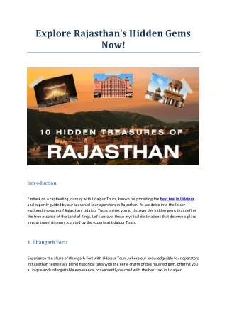 Explore Rajasthan's Hidden Gems Now!