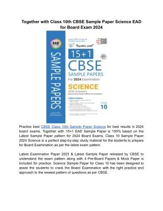 Best CBSE Class 10th Sample Paper Science by Rachna Sagar | 2024 Board exams