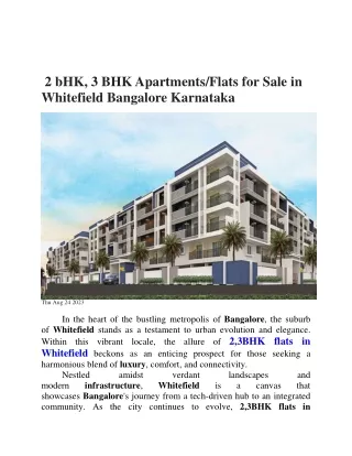 apartment for sale in whitefield banaglore