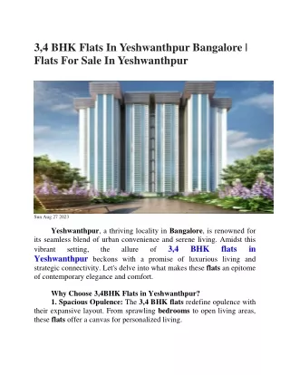 apartment for sale in yeshwanthpur banaglore