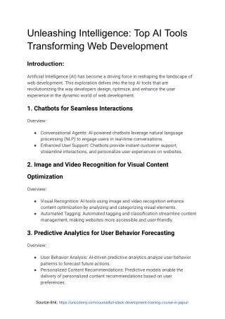 Unleashing Intelligence_ Top AI Tools Transforming Web Development