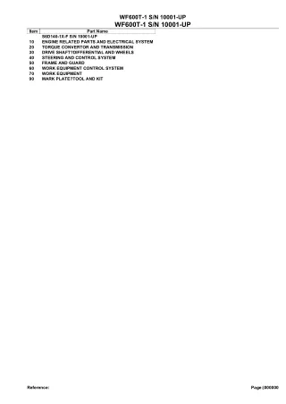 Komatsu WF600T-1 Trash Compactor and Loader Parts Catalogue Manual - SN 10001 AND UP