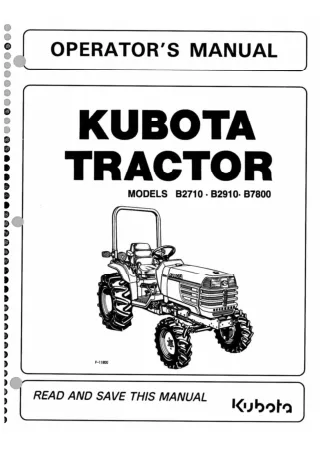 Kubota B2910 Tractor Operator manual