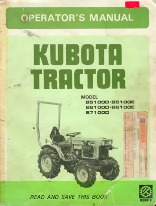 Kubota B5100D Tractor Operator manual