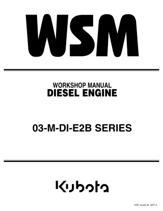 Kubota D1503-M-DI DIESEL ENGINE Service Repair Manual